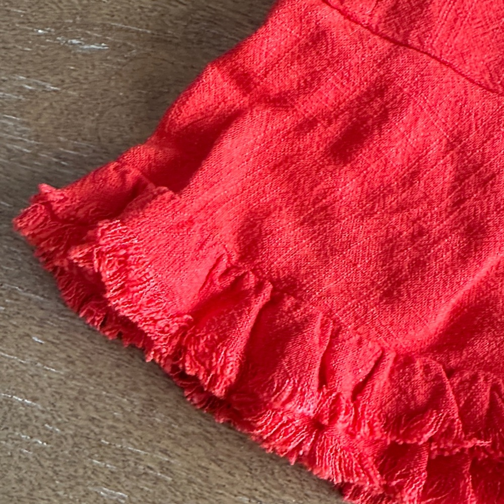 Umgee Red Ruffle Hem Shorts - Picture 3 of 3